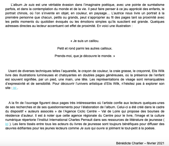 A propos de "Je suis" / Institut Charles Perrault